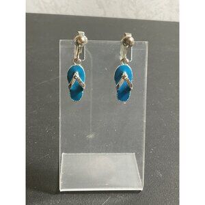Silver & Blue Flip Flop Clip-On Earrings